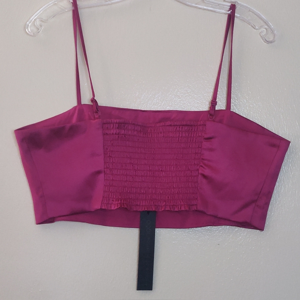 House Of Harlow 1960 Magenta Pink Crop Top Satin. Size L - Picture 2 of 9